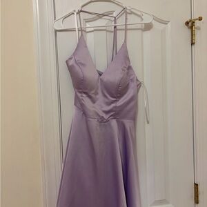 B Darlin Light Purple Mini Dress with Spaghetti Straps